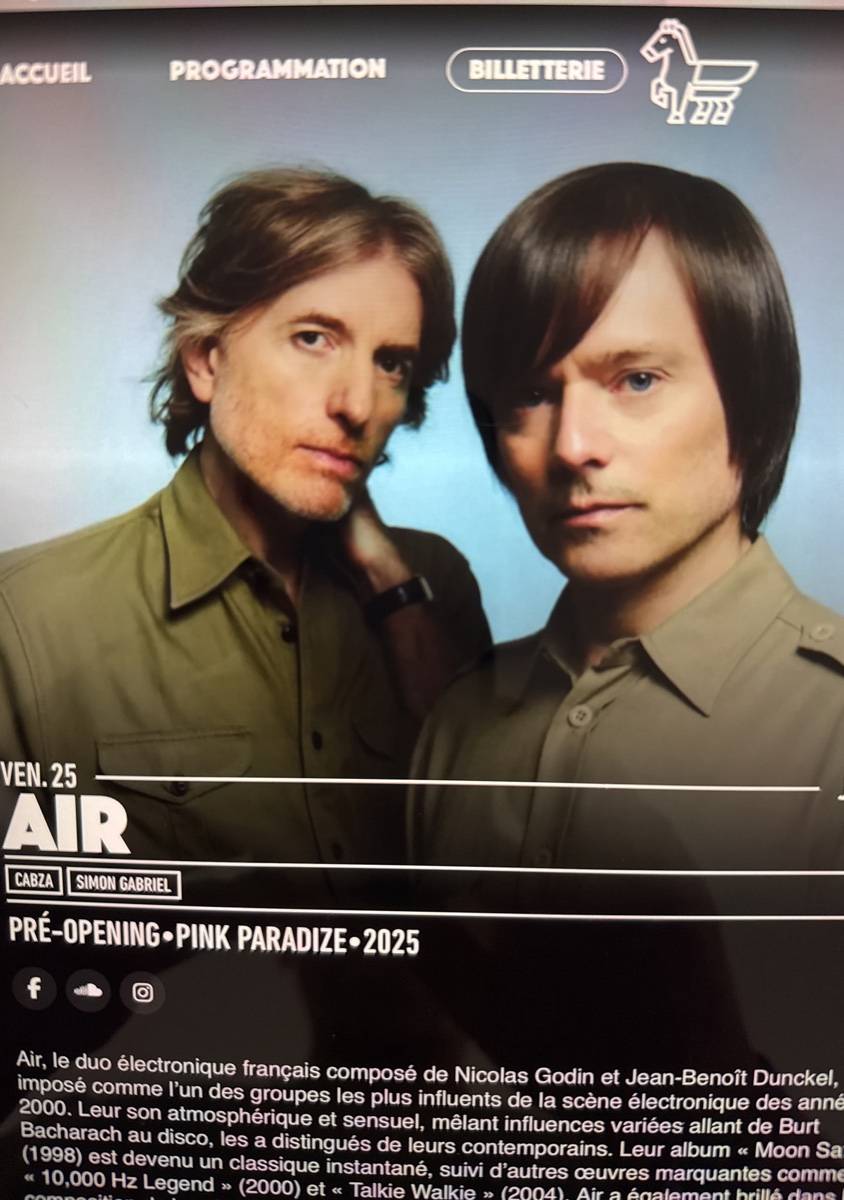 Propose place pour le concert d’AIR le 25 juillet