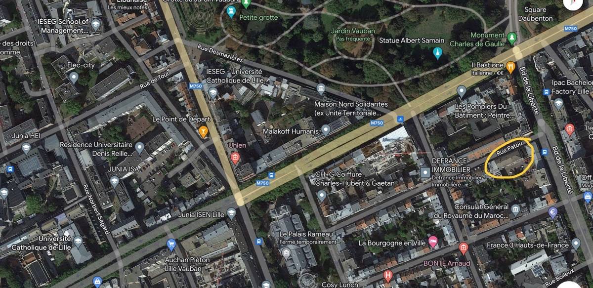 Loue parking 10m² Lille - Rue Patou proche Boulevard de la Liberté - Vauban Citadelle