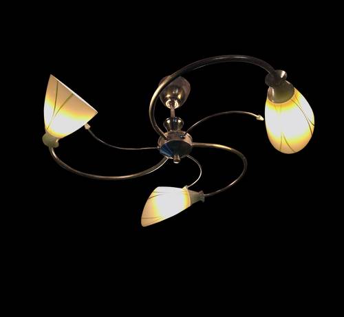 Plafonnier Vintage • Spirale • Laiton & Verre • 1950