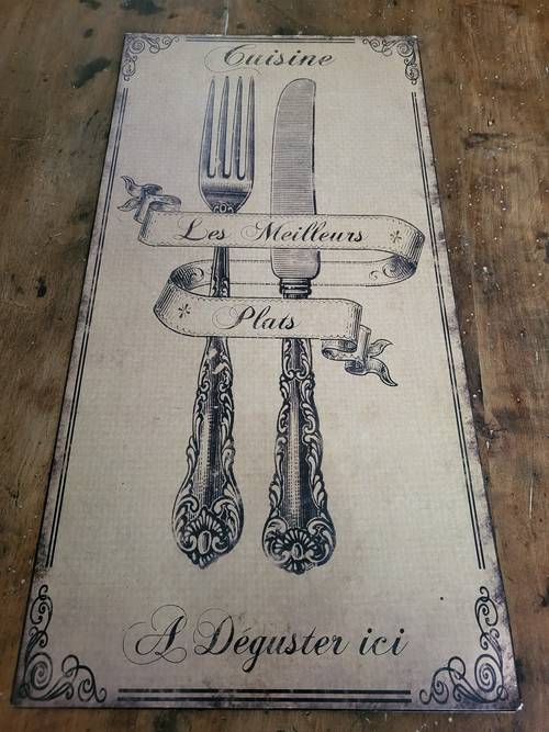 Plaque métal vintage pour cuisine