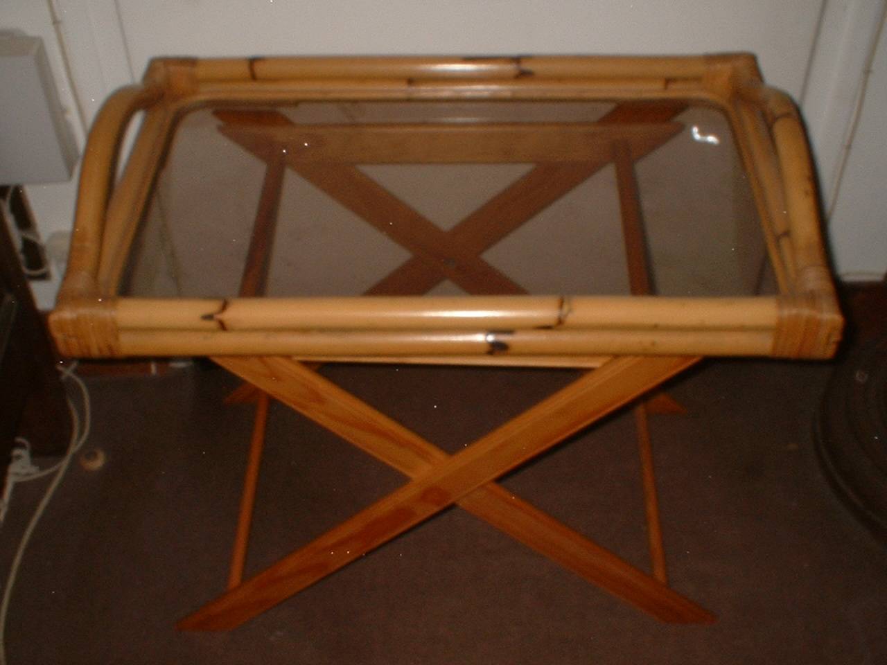 Plateau et/ou table basse manille rotin vintage années 70