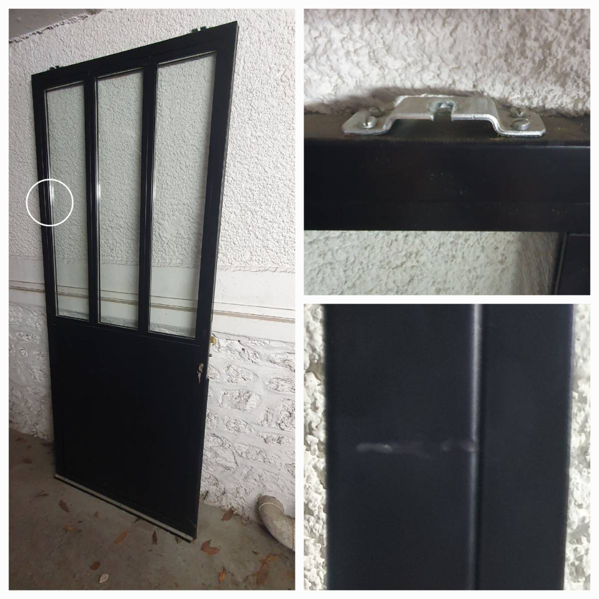 Porte atelier en alu galandage ext/int avec serrure