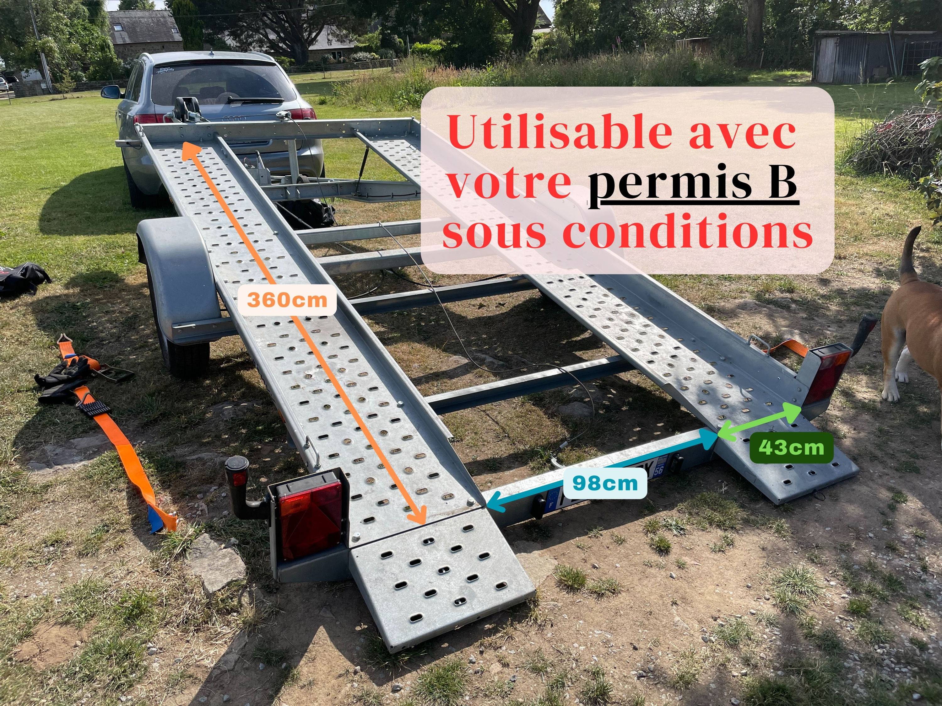 Loue porte-voiture charge max 950 kg