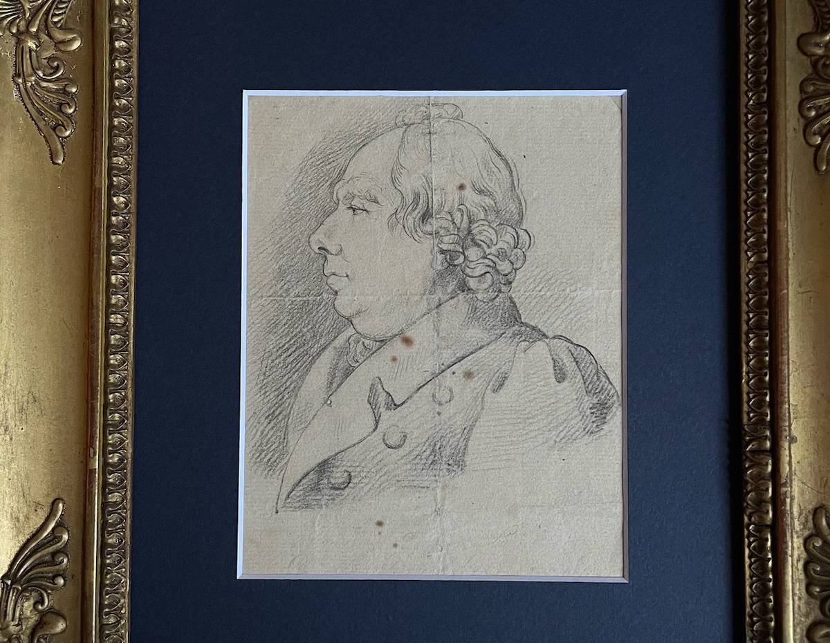 Portrait roi Louis XVIII rare dessin de Louis Stanislas Xavier de Bourbon en exil