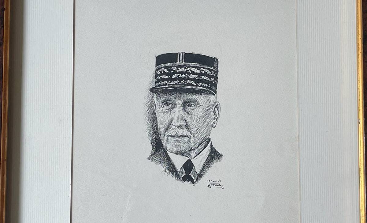 Portrait Maréchal Philippe Pétain dessin à l’encre