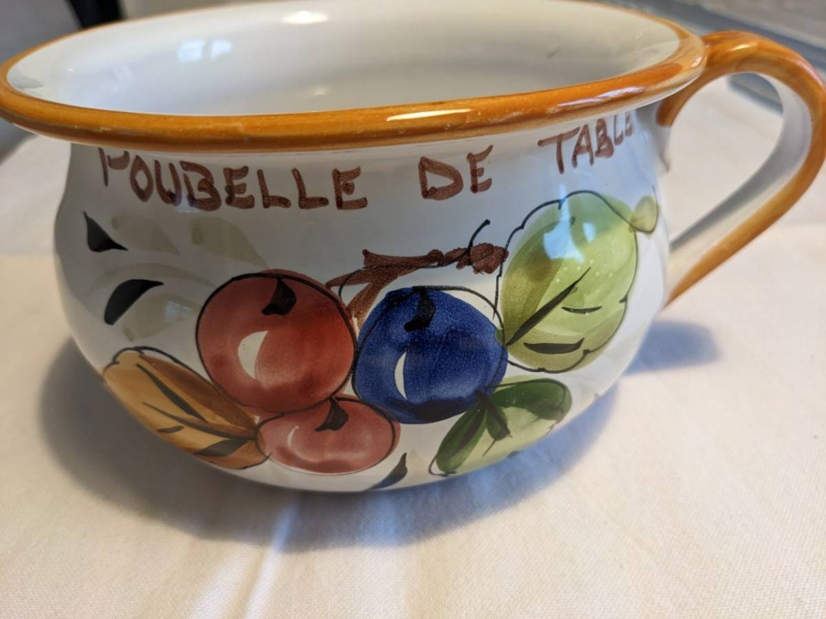 Pot poubelle de table ou vase en faïence