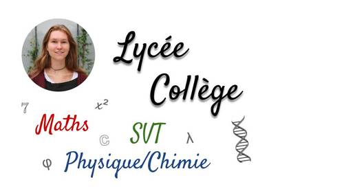 Propose cours particuliers (primaire/collège/lycée) : mathématiques, physique-chimie et SVT