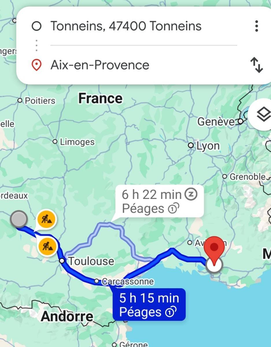 Propose 2 places de covoiturages d’Aix en Provence vers le Lot et Garonne