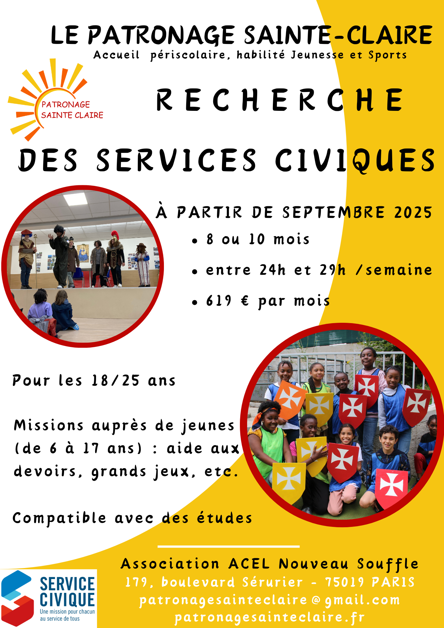 Recrute deux service civique (8 mois) - Paris 19ème