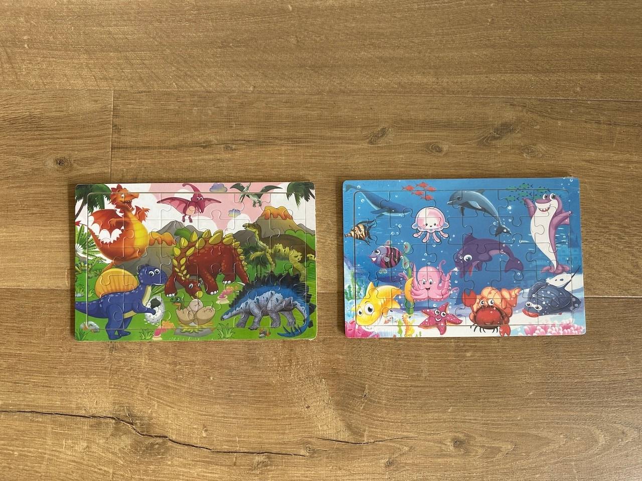 2 Puzzles Dinosaures et Poissons/Mer Neuf