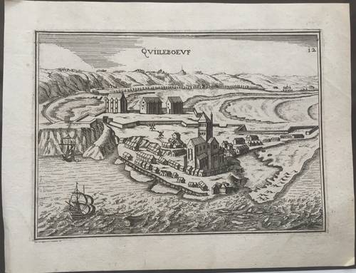 Vue de Quilleboeuf et carte de son gouvernement c.1630