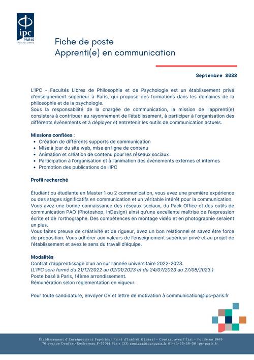 Recrute alternant communication H/F