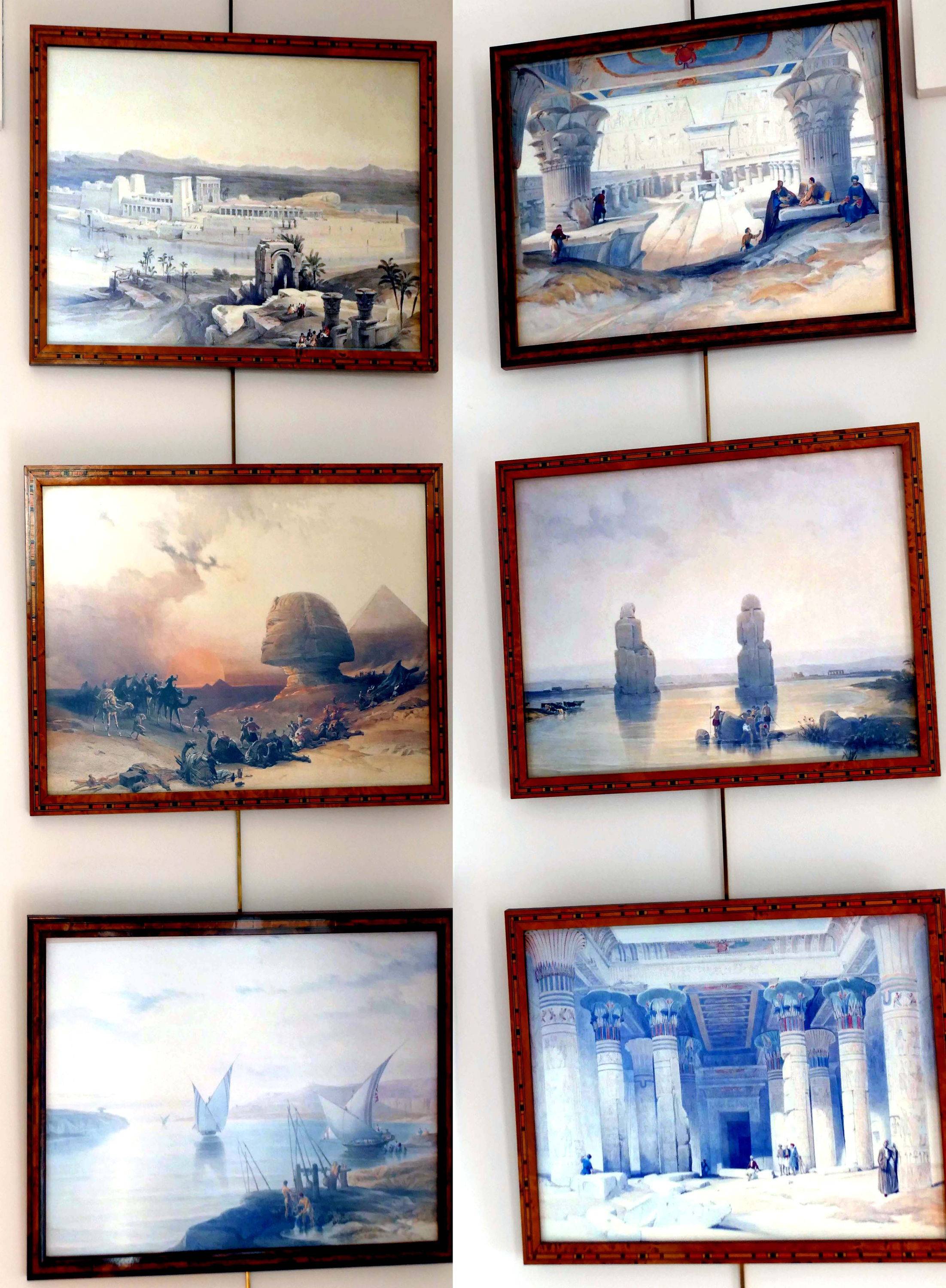 Egypte - 6 reproductions des dessins de David Roberts, suite à son voyage en Egypte en 1838 ;