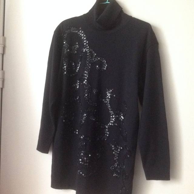 Pull à col roulé en laine avec paillettes - Taille M
