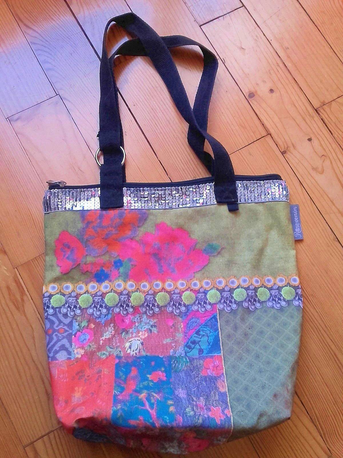 Sac à main Rose Venin type fourre-tout en tissu coloré
