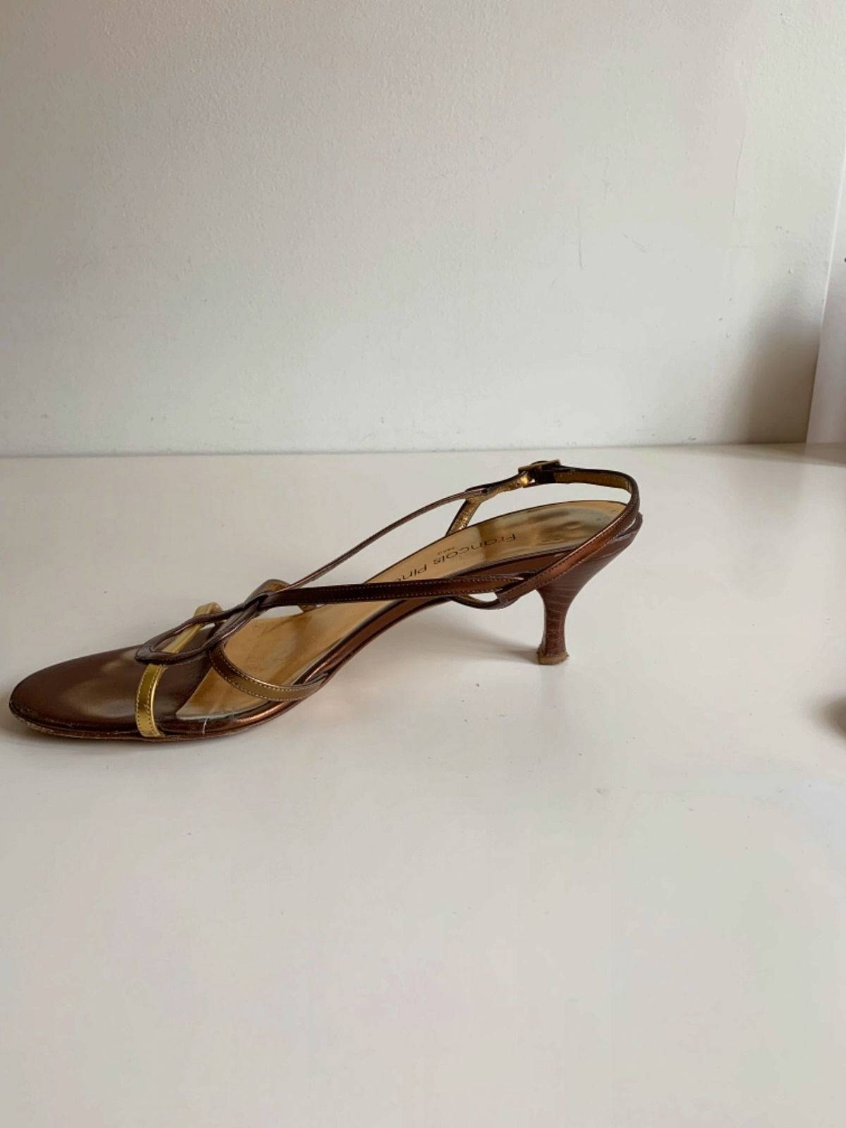 Sandales à Talon François Pinet - Pointure 38, Beige Cuir - Occasion Très Bon état