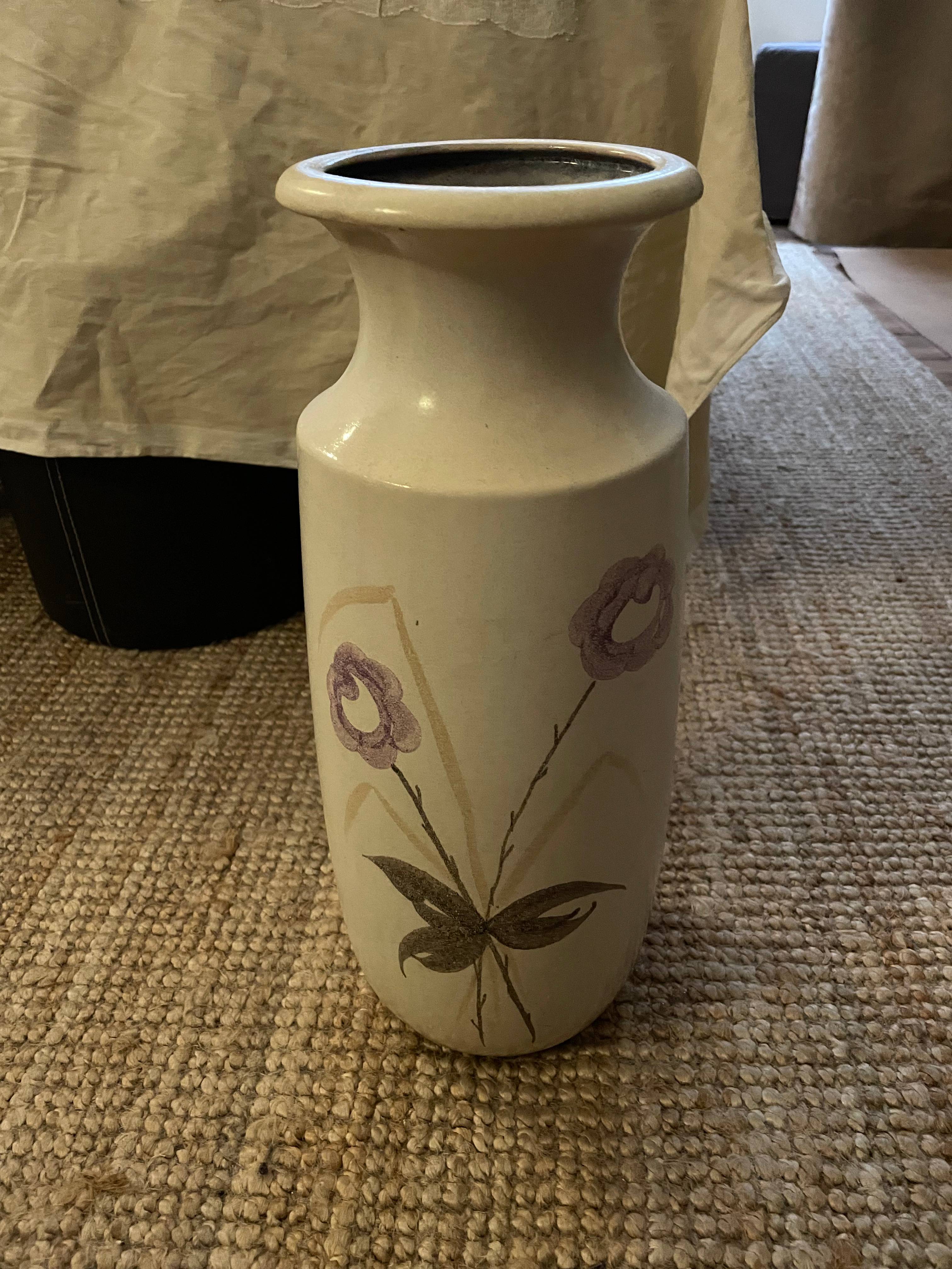 Vase Scheurich - Keramik / 239 - 41/ W.germany à décor de rose violette