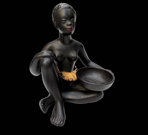 Sculpture Africaniste Vintage • Biscuit de Porcelaine • 1950