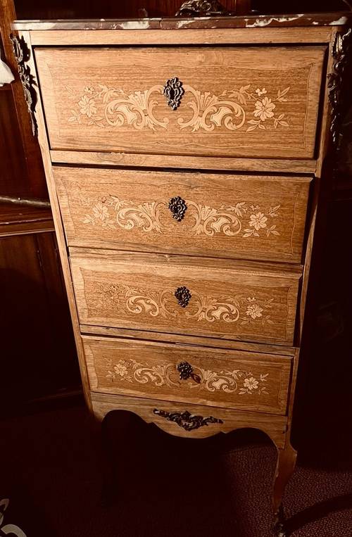 Secrétaire style Louis XV avec dessus en marbre