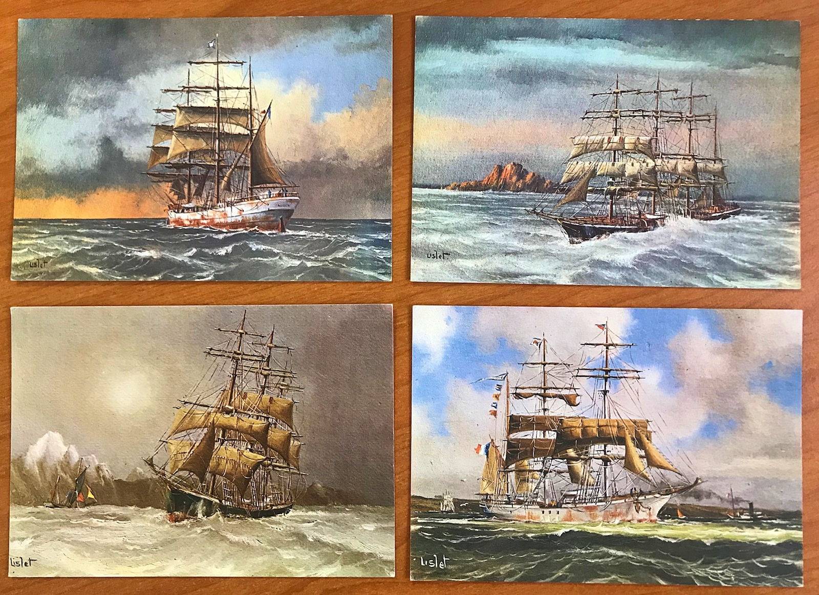 Série de 4 cartes - Les grands voiliers français