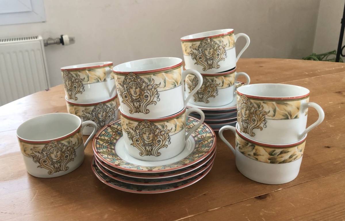 SET DE 6 tasses à café et soucoupes porcelaine Limoges California Deshoulières EUR 49,00