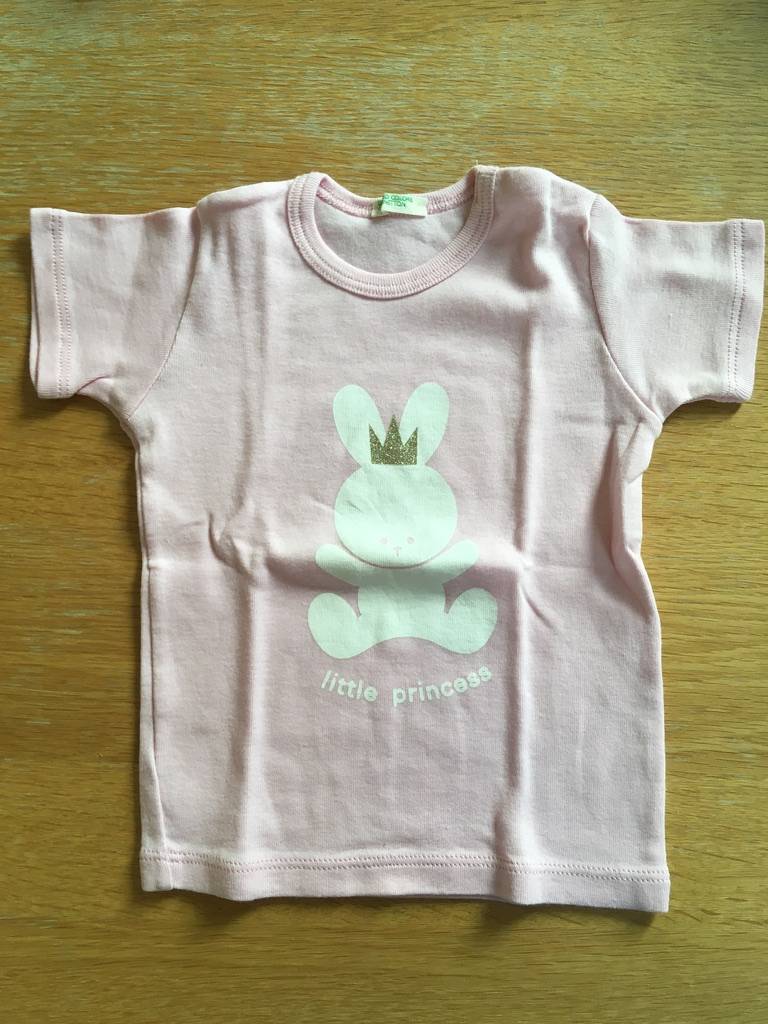 T-shirt rose, coton, Benetton, taille 6-9 mois, neuf