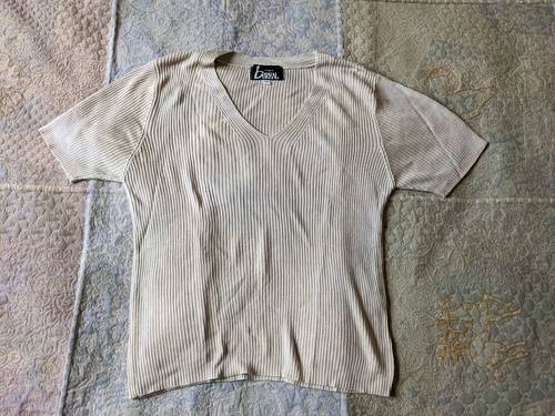 Tee shirt maille col V en soie T34/36/38