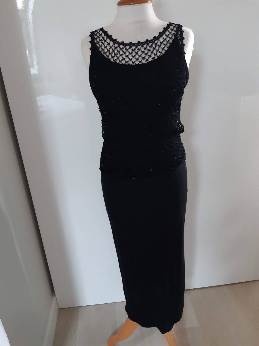 Robe soiree longue stretch et top resille t’36
