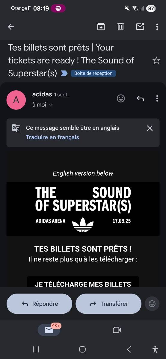 Propose 1 place The sound of superstar (Angèle, Theodora, La Mano…) le 17 septembre