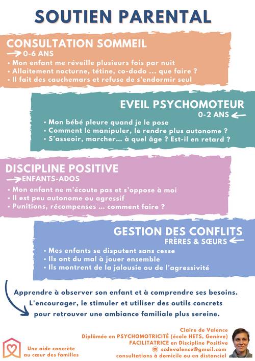 Propose Soutien Parental troubles du sommeil 0-6 ans, éveil psychomoteur 0-2 ans, discipline positive