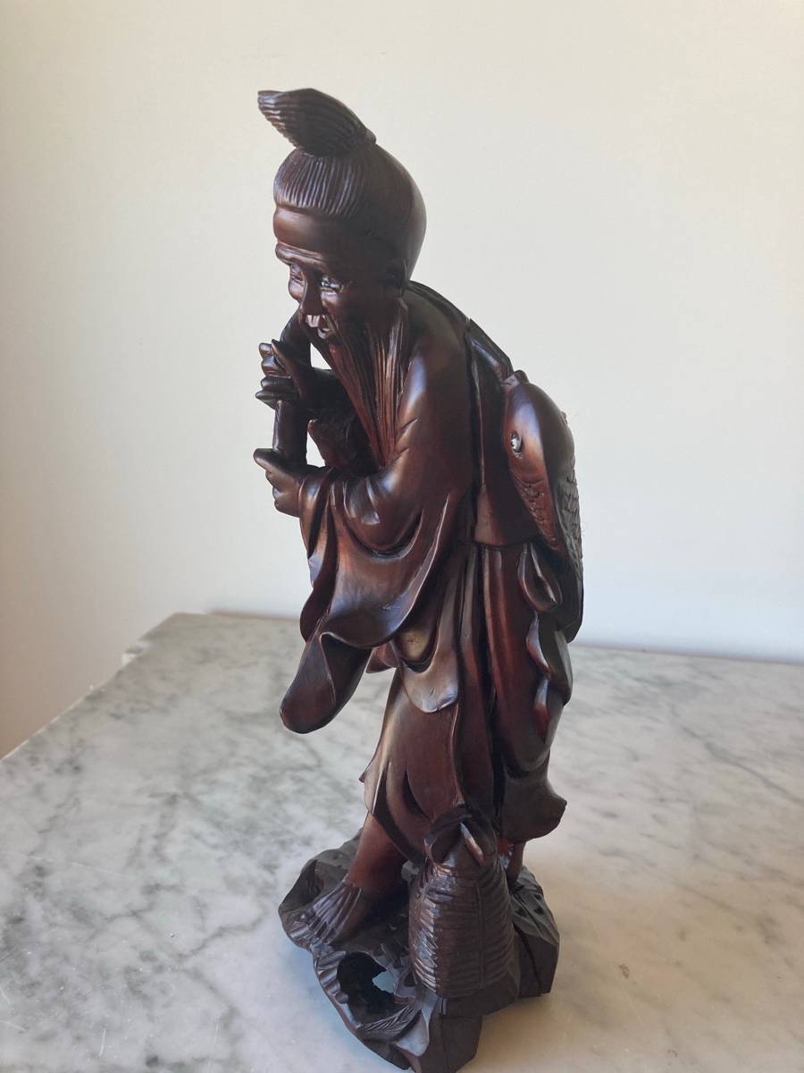 Statuette d’un vieux pêcheur chinois, Début XXème