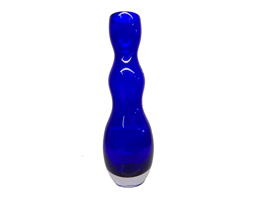 VASE BOULE MURANO en verre soufflé effet bulles bullé bleu cobalt déco