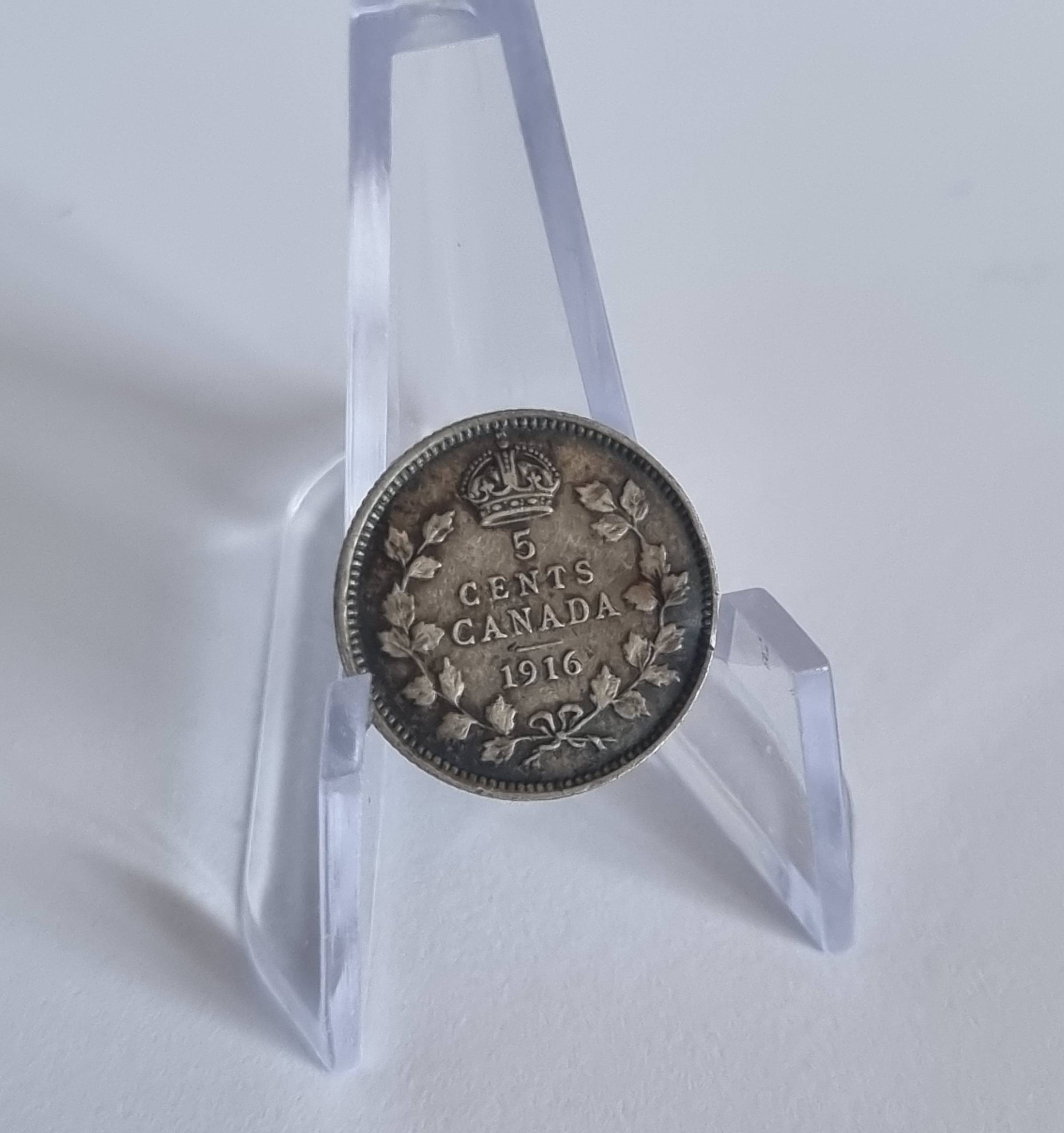 Superbe 5 Cents Argent 1916 Georges V, Canada, XXème Siècle, 20ème Siècle