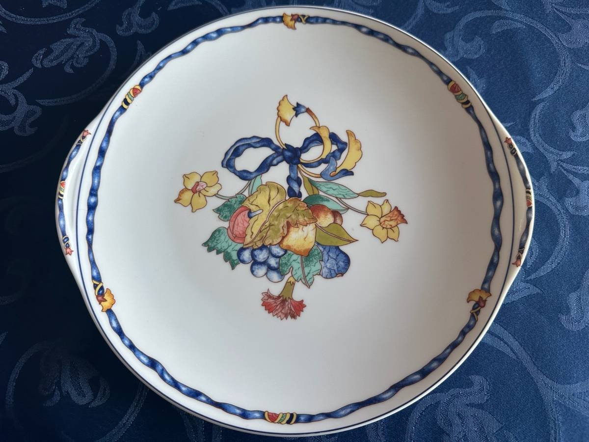 Vends superbe plat à gâteaux Côme bleu Borghese de Bernardaud