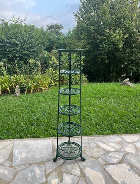 Vends support 6 étagères à casseroles et poêles vintage - panier de légumes et fruits - design victorien