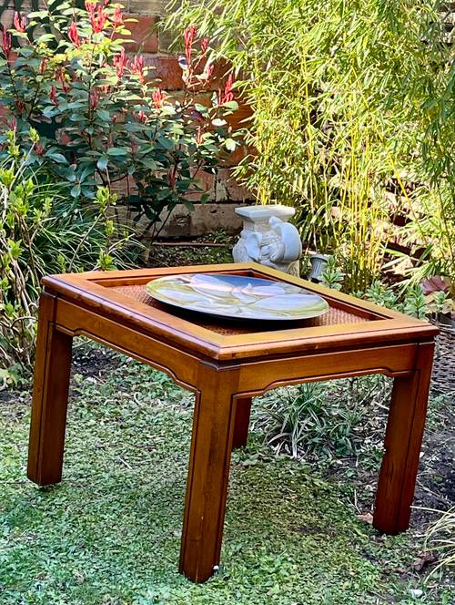 Table basse chinoise -Quing - Bois et rotin - Très bon état