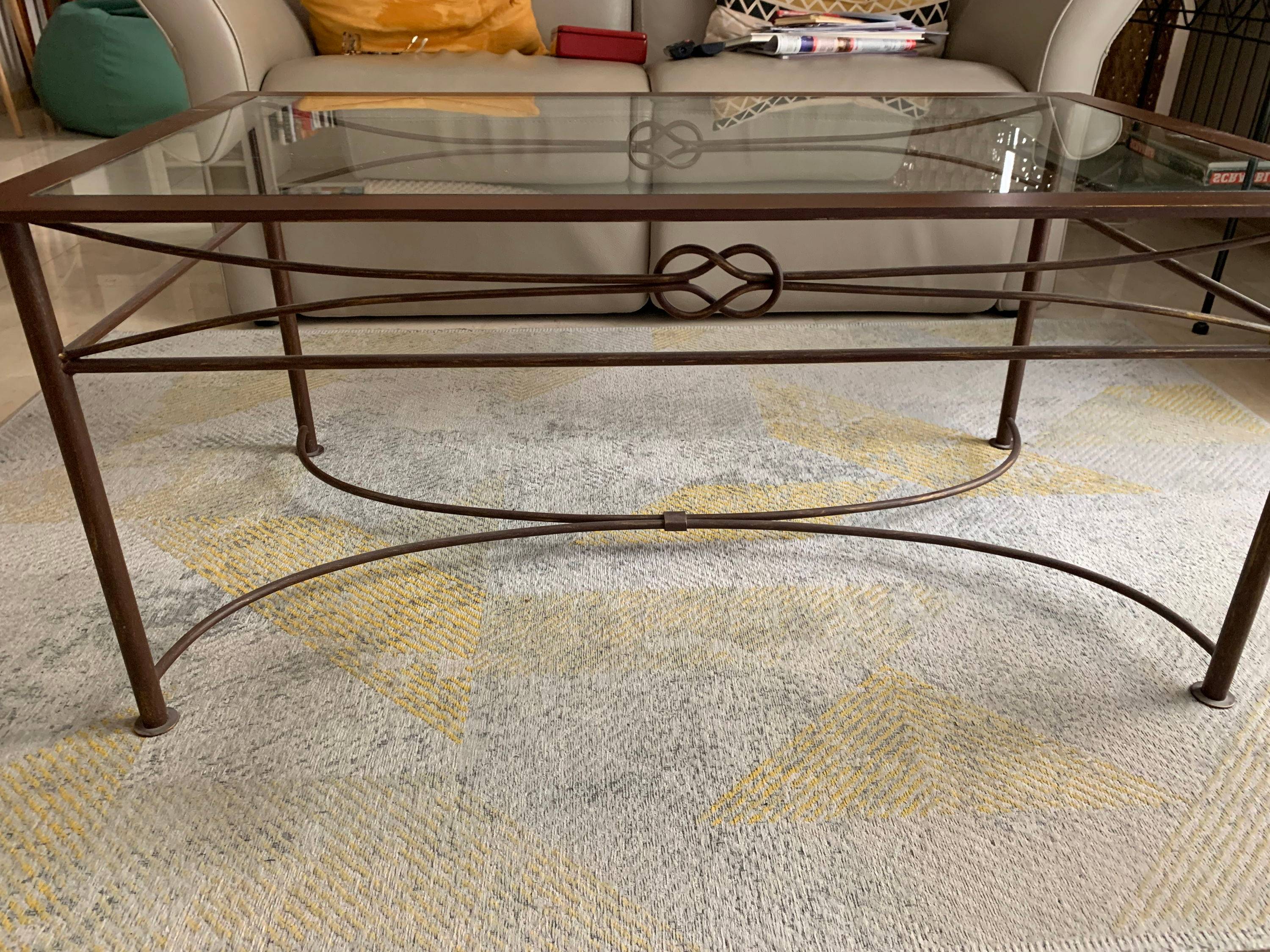 Vends table basse métal et verre