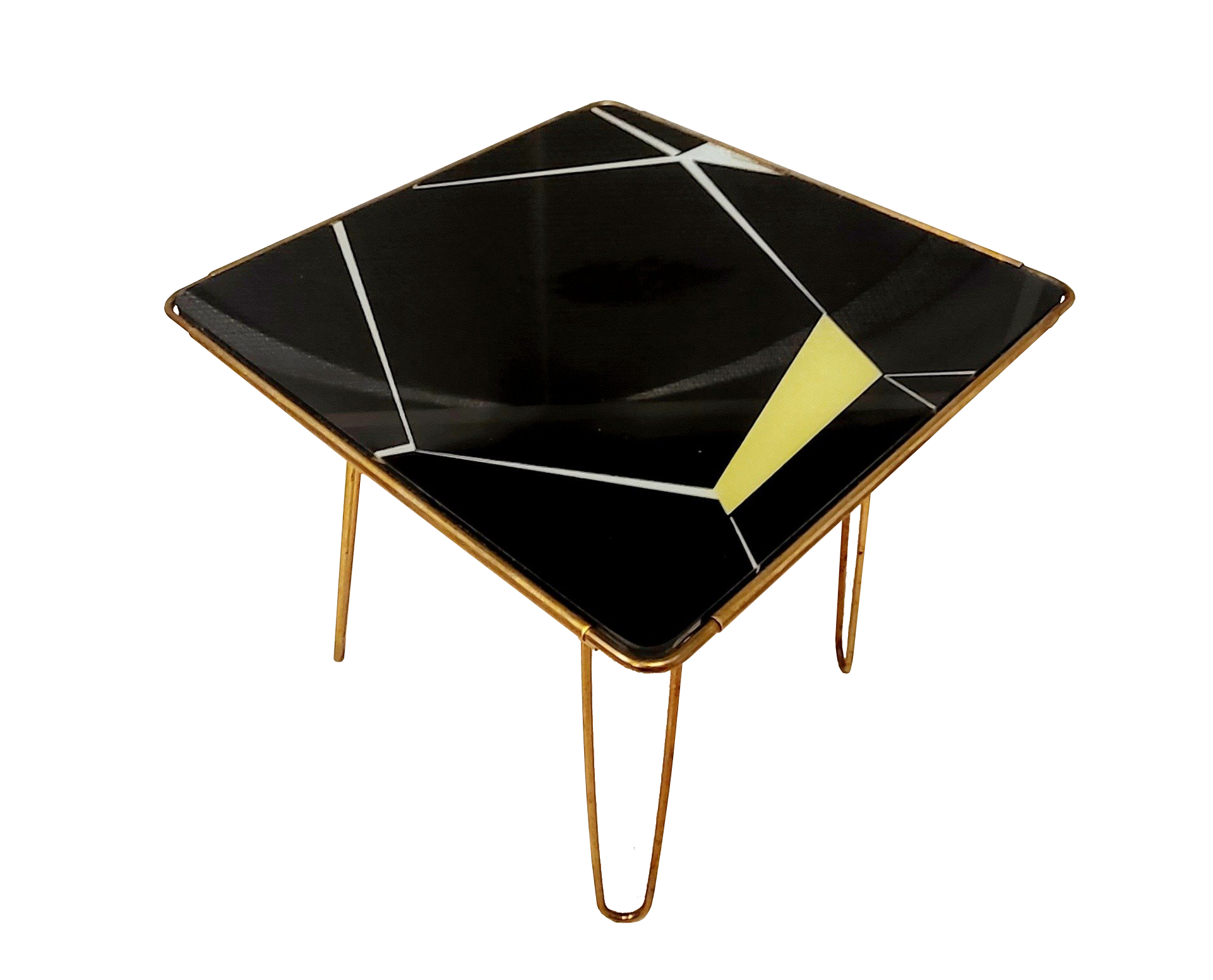 Table Basse Vintage • Laiton • Verre • 1950