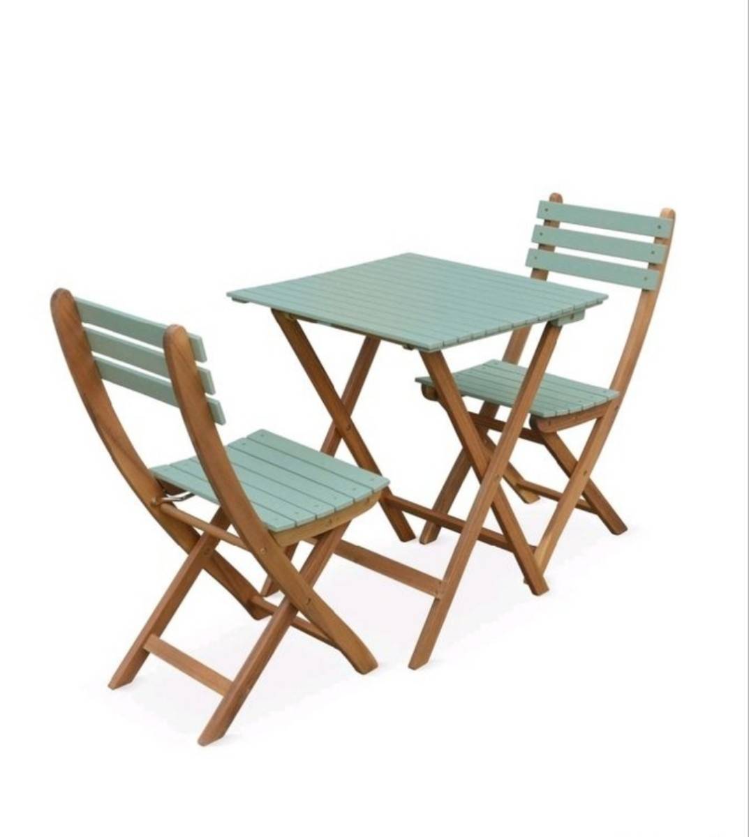 Table + 2 chaises de jardin en bois