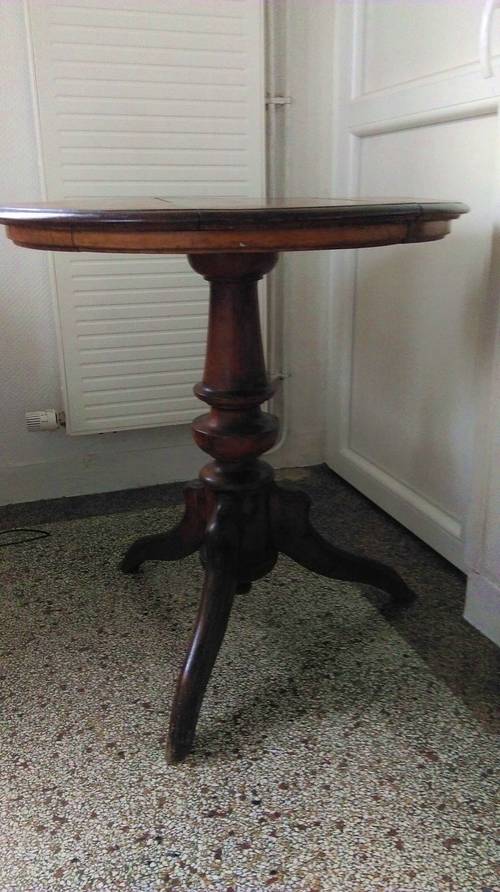 Table ronde / guéridon ancien pied central massif