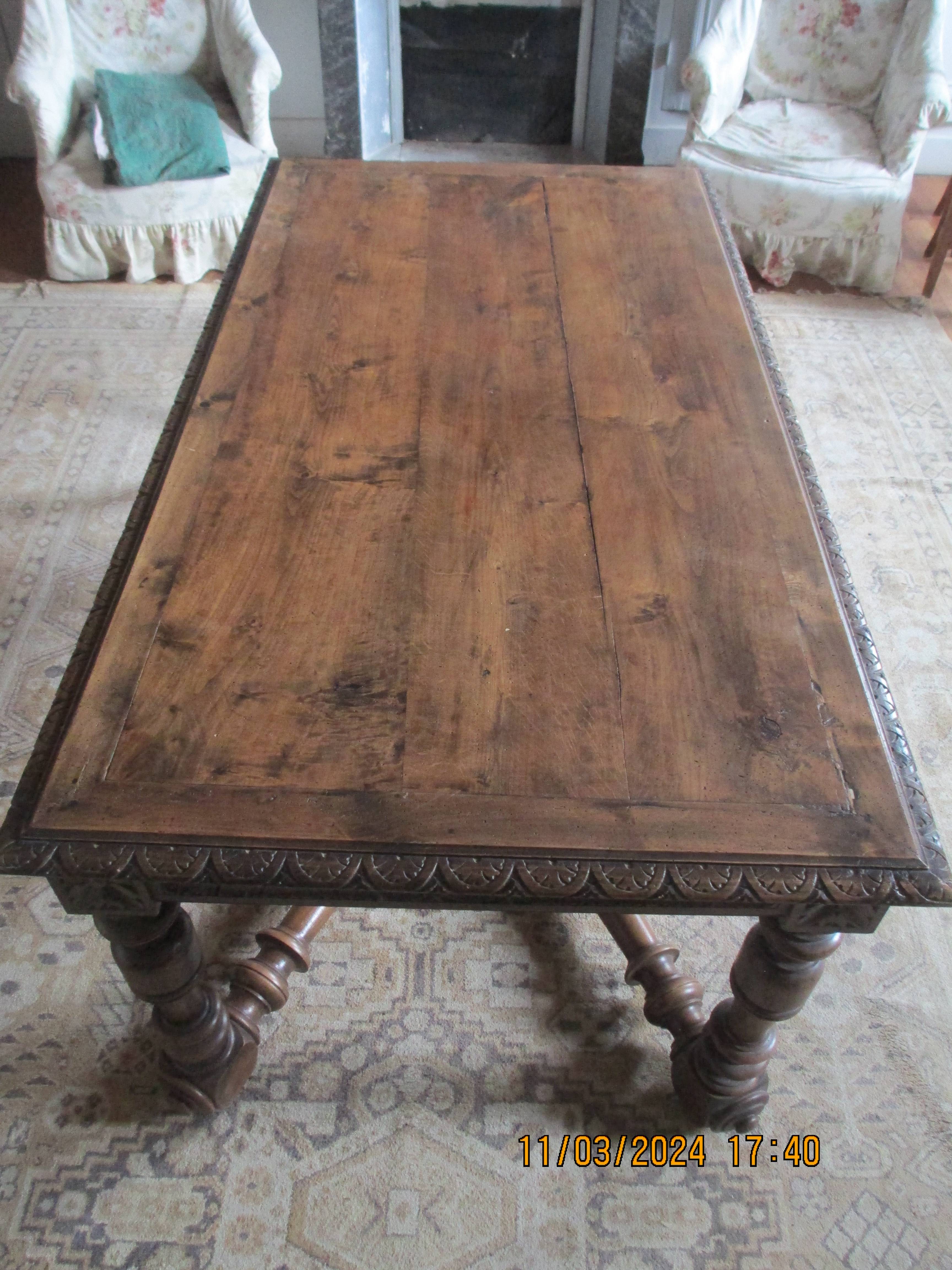 Table Salle à Manger Henri II – Bois Massif Chêne – Fabrication Française Auray – 180x100cm