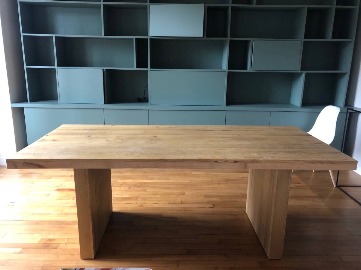 Table à manger en bois de chêne 6 personnes 180 cm