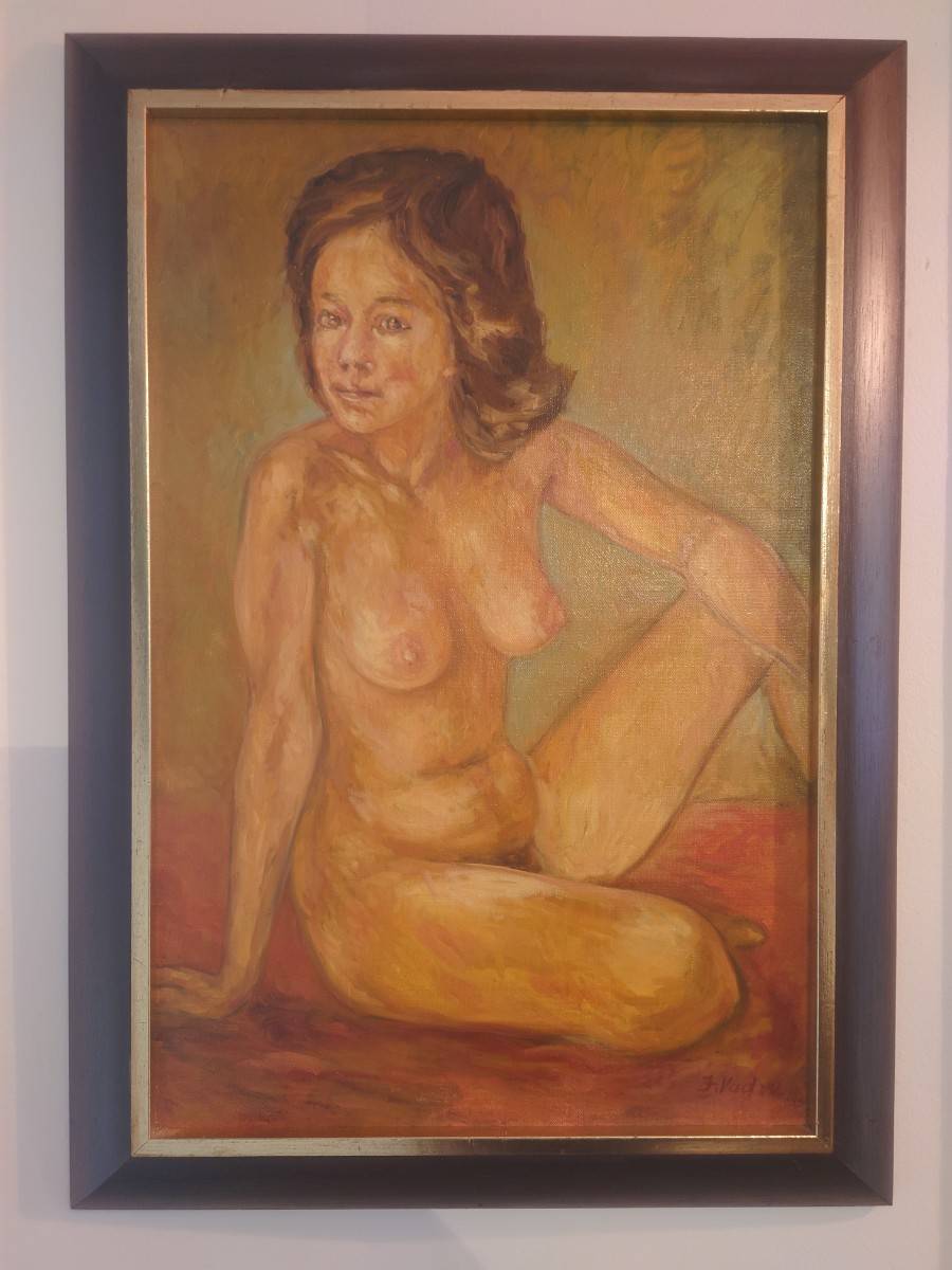 Tableau, huile sur toile, d’un nu féminin