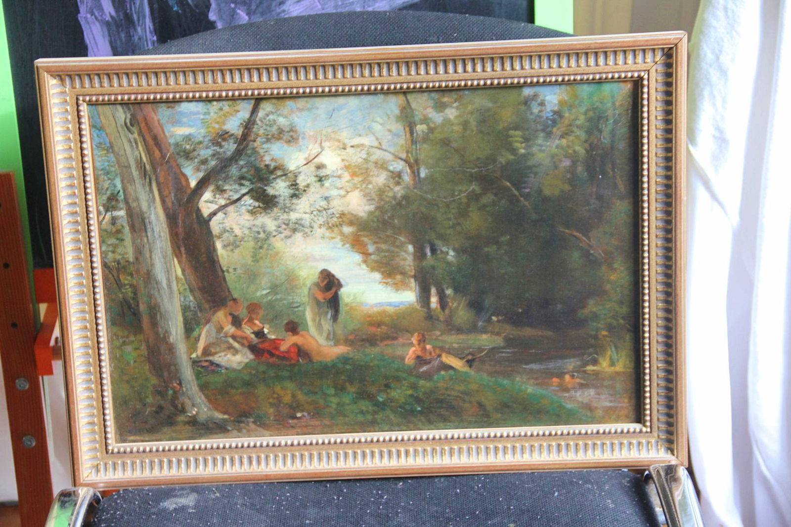 Tableau "les baigneuses" école française 1900