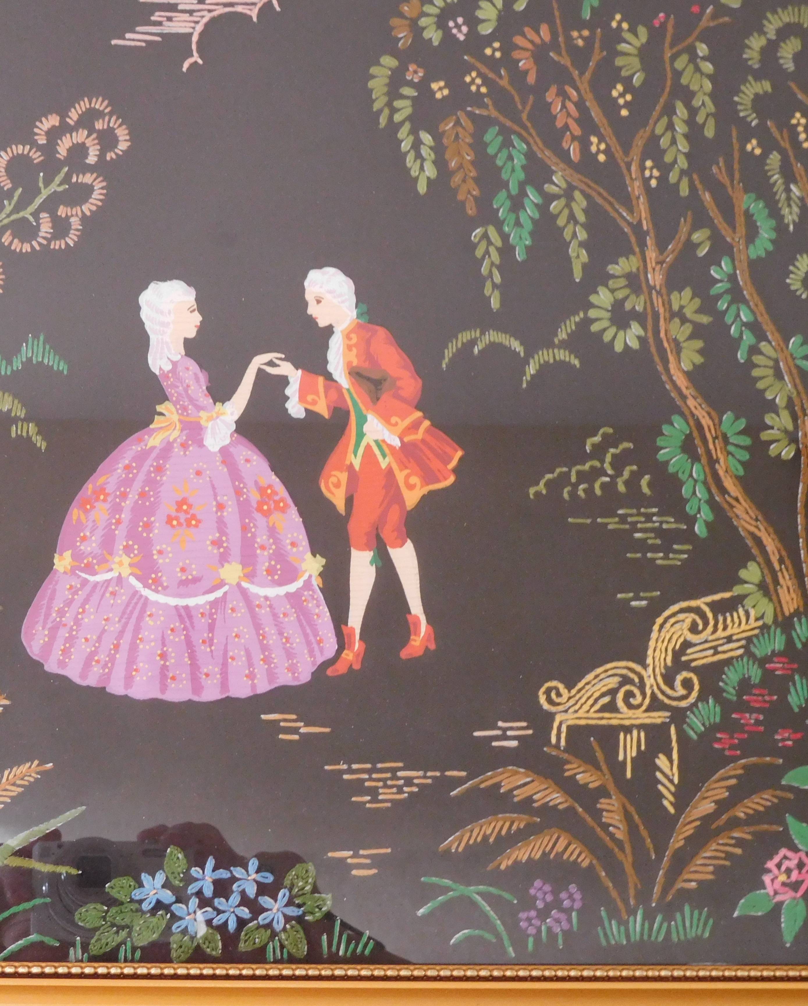 Tableau en soie brodée