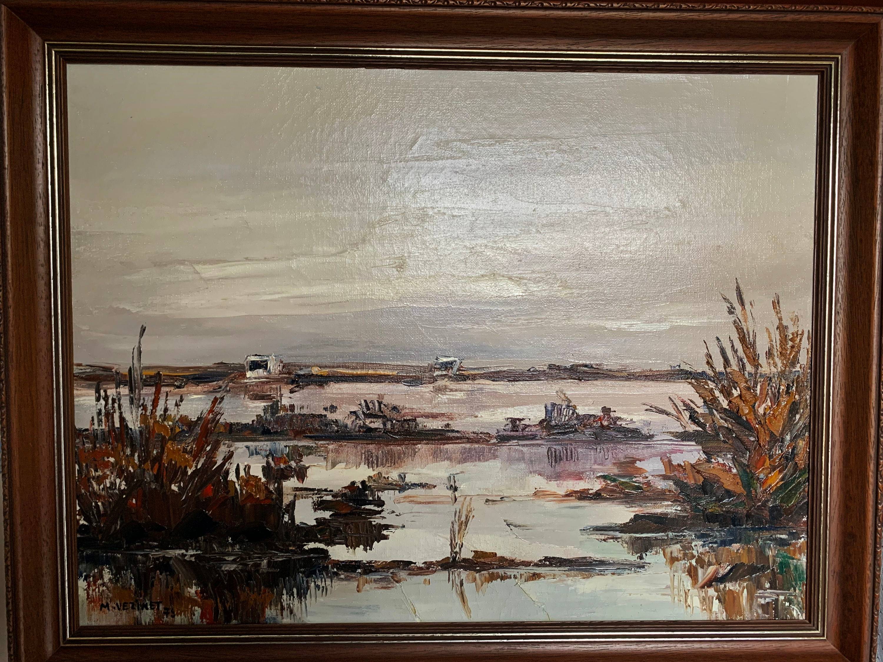 Tableau’Camargue en hiver’du peintre Vézinet