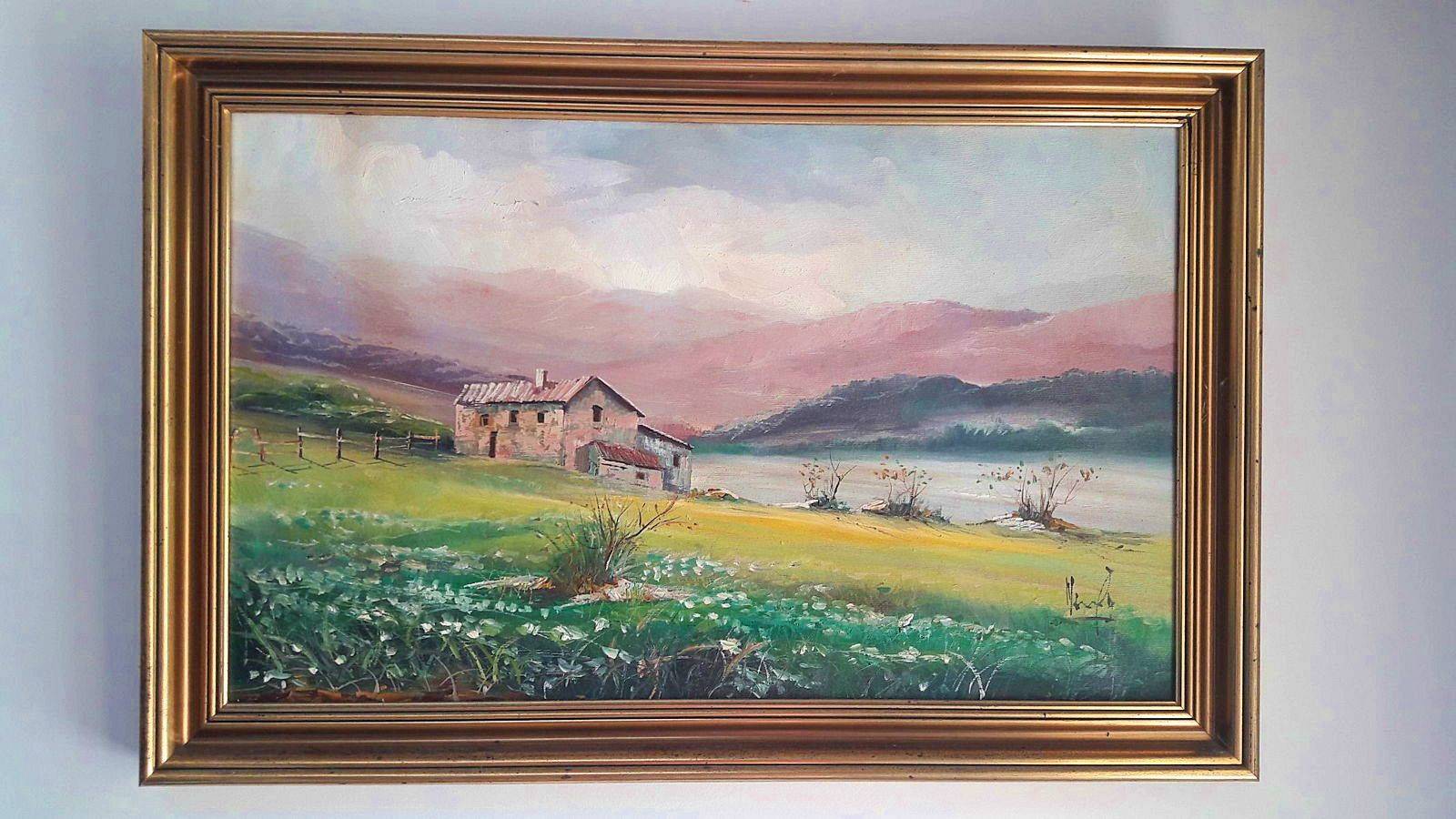 Tableau huile baguette dorée