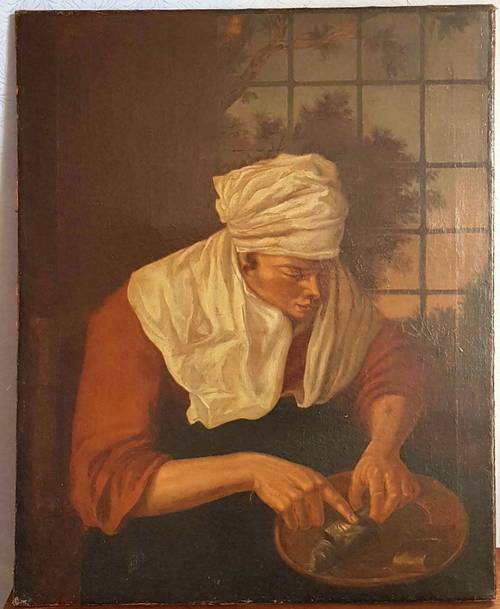 Tableau Huile sur toile femme de pêcheur