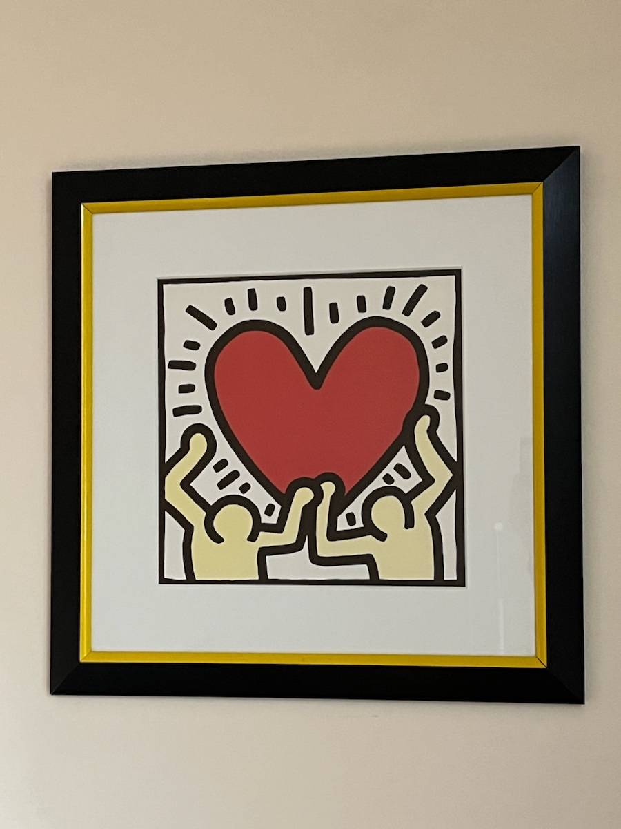 Poster Keith Haring Cœur Ailé 50x50 Cm - Toile Coton Sans Cadre - Made In Italy - Déco Salon Bureau - 14
