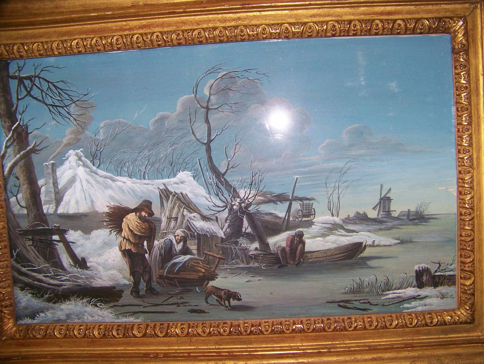 Tableau : scène paysanne en hiver